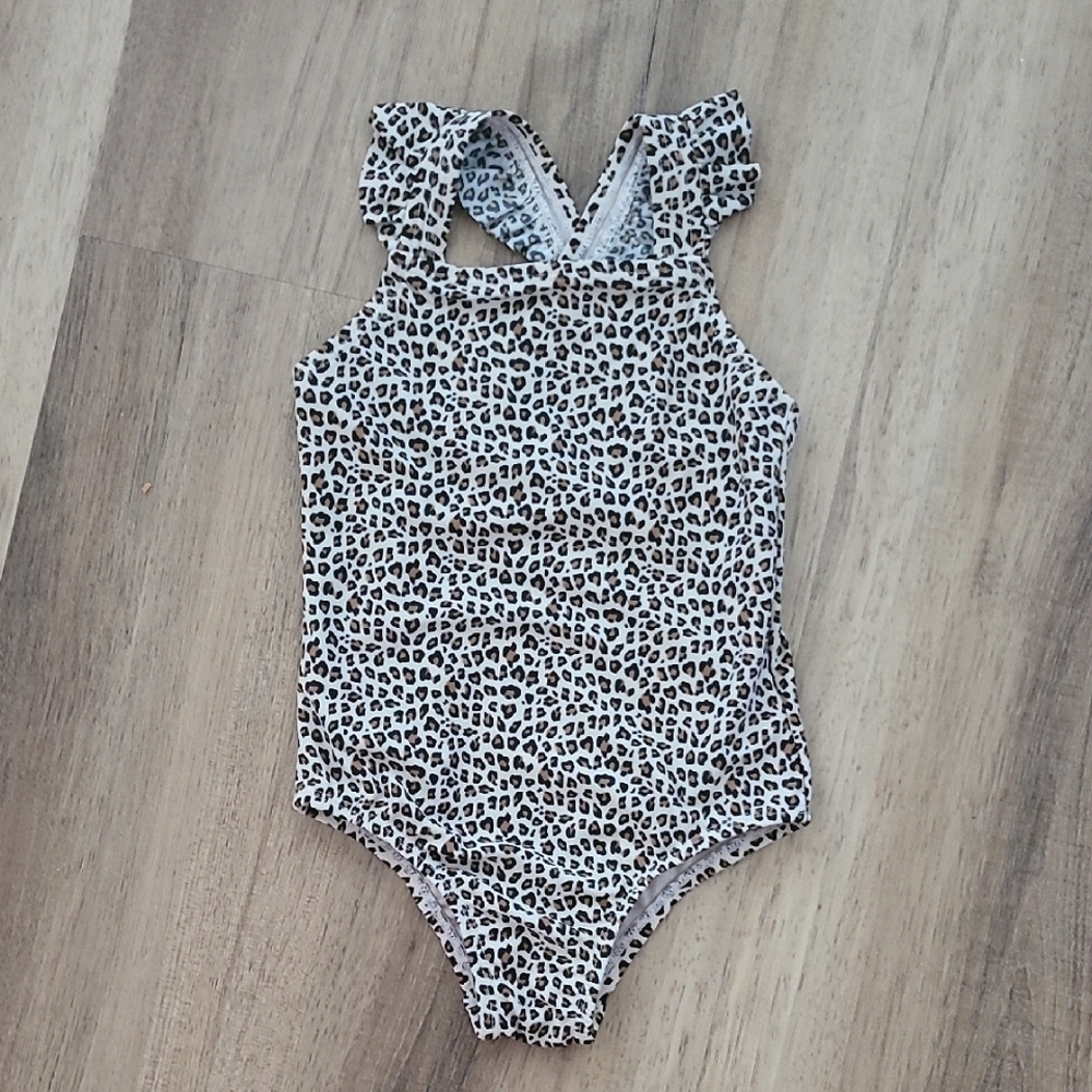 GAP Baby Leopard Print Ruffle One piece Swimsuit 2T